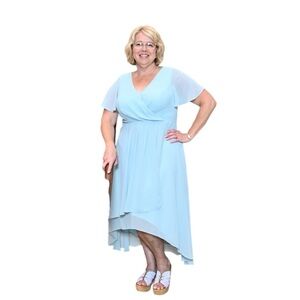Elegant Flowy Baby Blue Dress, Cruise, mother of the bride, groom, cocktail, 14